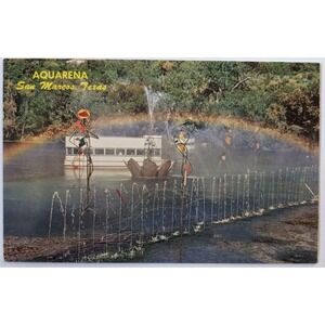 Aquarena San Marcos, Texas Glass Bottom Boat Rainbows Fountain VTG Postcard A7